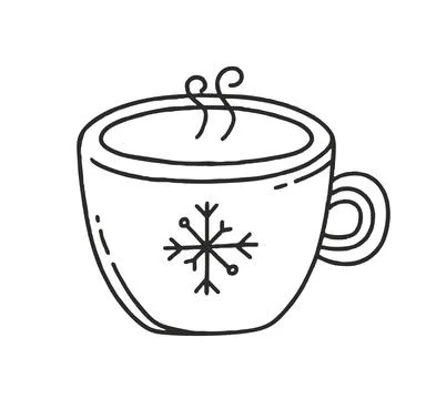 Tea Mug Vector Illustration Doodle Isolated on White Background Christmas Stock Illustration