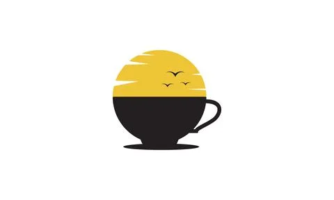 Tea or coffee cup with sunset logo symbol vector icon illustration graphic .. Stock-Illustration