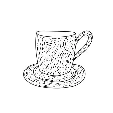 Tea or coffee cup vector doodle hand drawn line illustration. Stock Illustration