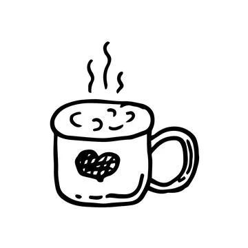Tea or coffee cup vector doodle hand drawn line illustration Stock Illustration