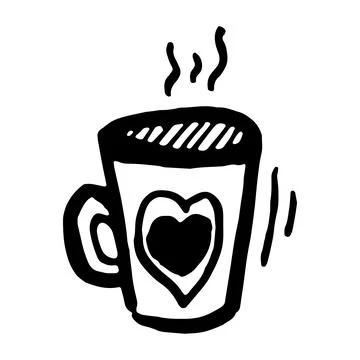 Tea or coffee cup vector doodle hand drawn line illustration Stock Illustration