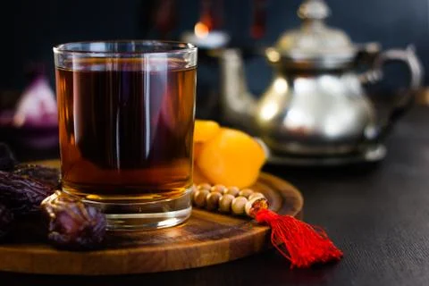 Tea or coffee for iftar on ramadan month Stock Photos