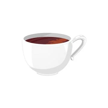 Tea or coffee in porcelain cup isolated hot drink Stock Illustration