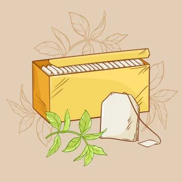Tea pack  and tea bag Stock Illustration
