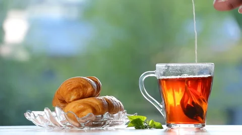 Tea packet dip in the water. Stock Footage 50055300