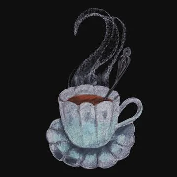 A tea pair, a white cup and saucer with hot tea Stock Illustration