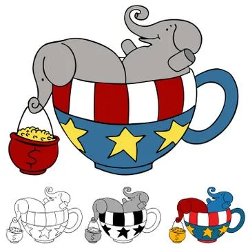 Tea party elephant donations Stock Illustration