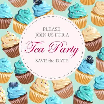 Tea party invitation Stock Illustration