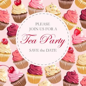 Tea party invitation Stock Illustration