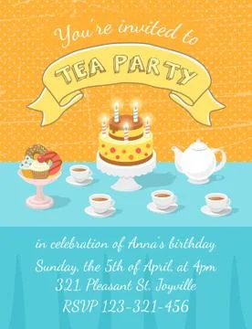 Tea Party Invitation Template Stock Illustration