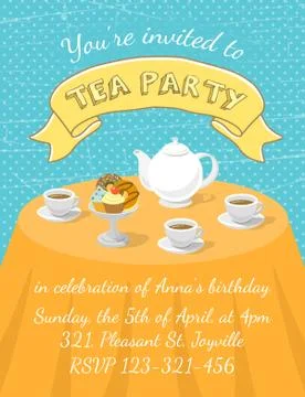 Tea Party Invitation Template Stock Illustration