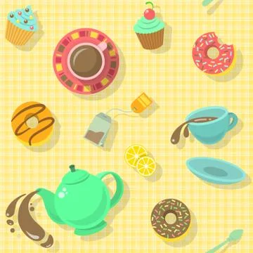 Tea party pattern Stock Illustration