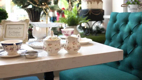 Tea party place setting Stock Footage 166836841