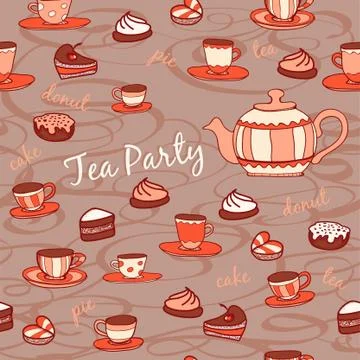 Tea party. Seamless pattern Stock Illustration