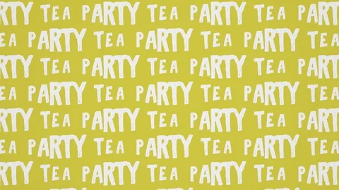 Tea party text kinetic typography. Invitation and tea time concept Video stock 129640063