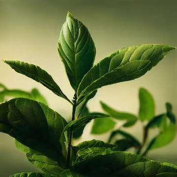Tea plant, tea bush with tea leaves 스톡 일러스트
