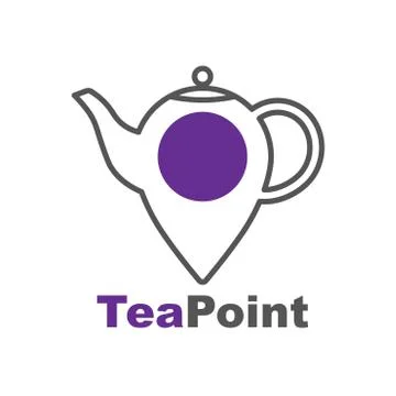 Tea point logo. Tea bar emblem. Teapot or kettle and letters on white background Illustrazione stock