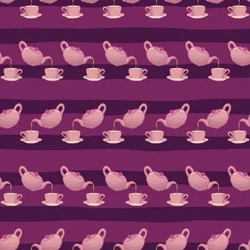 Tea pot and cup seamless pattern design Stock Illustration