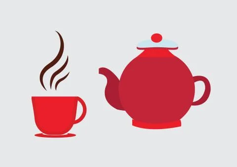 Tea pot kettle and cup. Vector Illustration Stock Illustration
