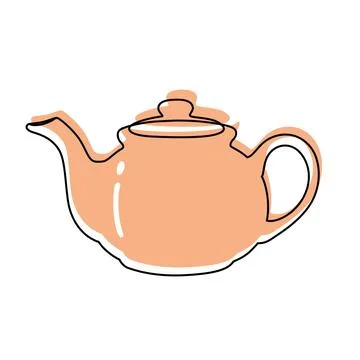 Tea pot vector doodle style illustration clip art Stock Illustration