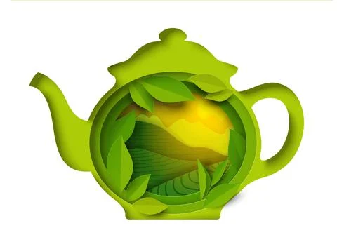 Tea pot vector paper cut art design イラスト素材