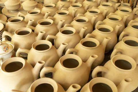 A tea pots in a huge group Stock-Fotos