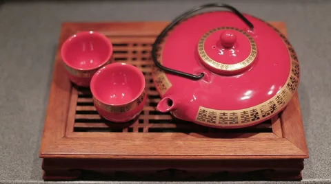 Tea pouring in chines cup Stock Footage 56480816