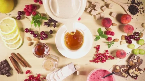 Tea pours into the cup slow motion Stock Footage 91890711