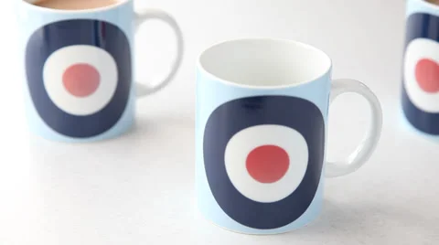 Tea in RAF mugs 스톡 동영상 34517242