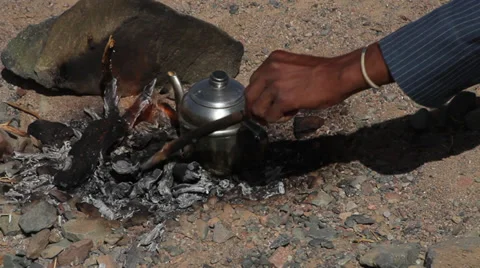 Tea ritual in the desert, Hurghada, Egypt Stock Footage 38188230