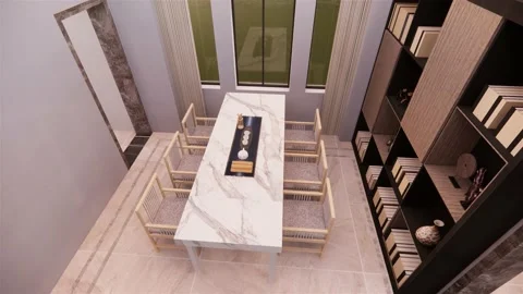Tea Room Interior Walkthrough Rendering 3D Animation 4K video Vídeos de archivo 201513671