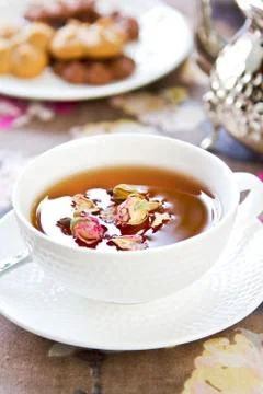 Tea with Rose buds Stock Photos