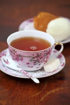 Tea with rum cake Stock Photos