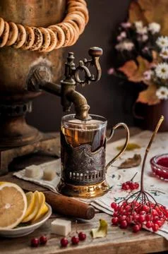 Tea from Samovar Stock Photos