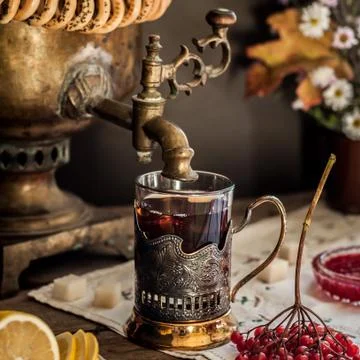 Tea from Samovar Stock Photos
