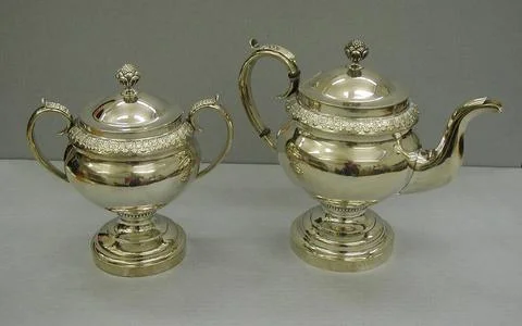 Tea service. Maker: Ebenezer K. Lakeman, American, 1799 1857 Copyright: xp... Stock Photos