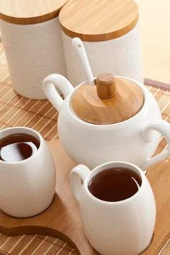 Tea set closeup Foto stock