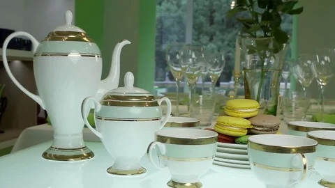 Tea set cups and kettle Video stock 69146962