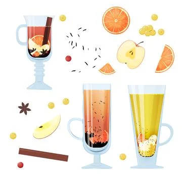 Tea set with fruit Stock Illustration