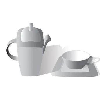 Tea set gray Stock Illustration