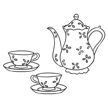 Tea set hand drawn vector sketch doodle Stock Illustration