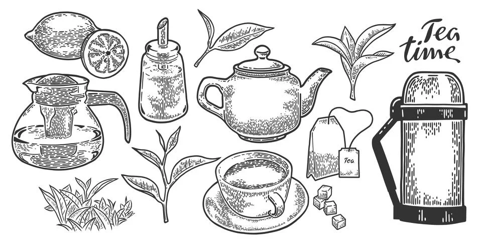 Tea set one Stock Illustration