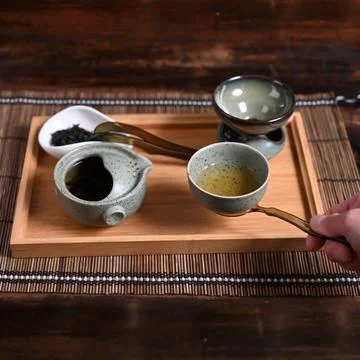 Tea set for the preparation of Oriental tea 스톡 사진