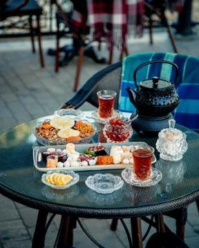 Tea set on the table Stock Photos