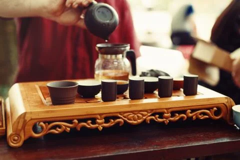 Tea set for tea ceremony. Tea ritual. Foto stock