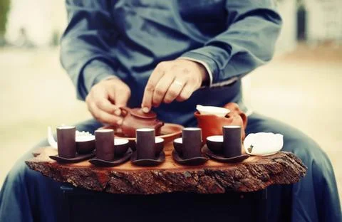 Tea set for tea ceremony. Tea ritual. Foto stock