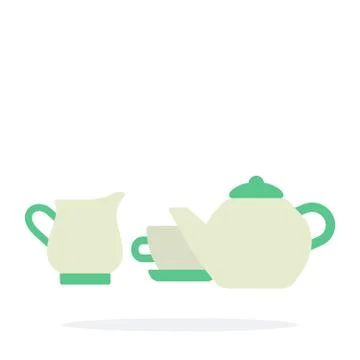 Tea-set vector flat isolated Stock Illustration