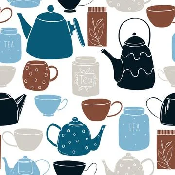 Tea set. Vector  seamless  pattern Illustrazione stock