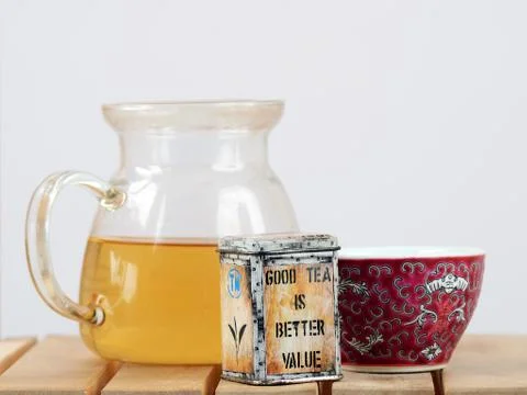 Tea set on white background Stock Photos