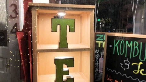 Tea Shop Window Display Stock Footage 104099943